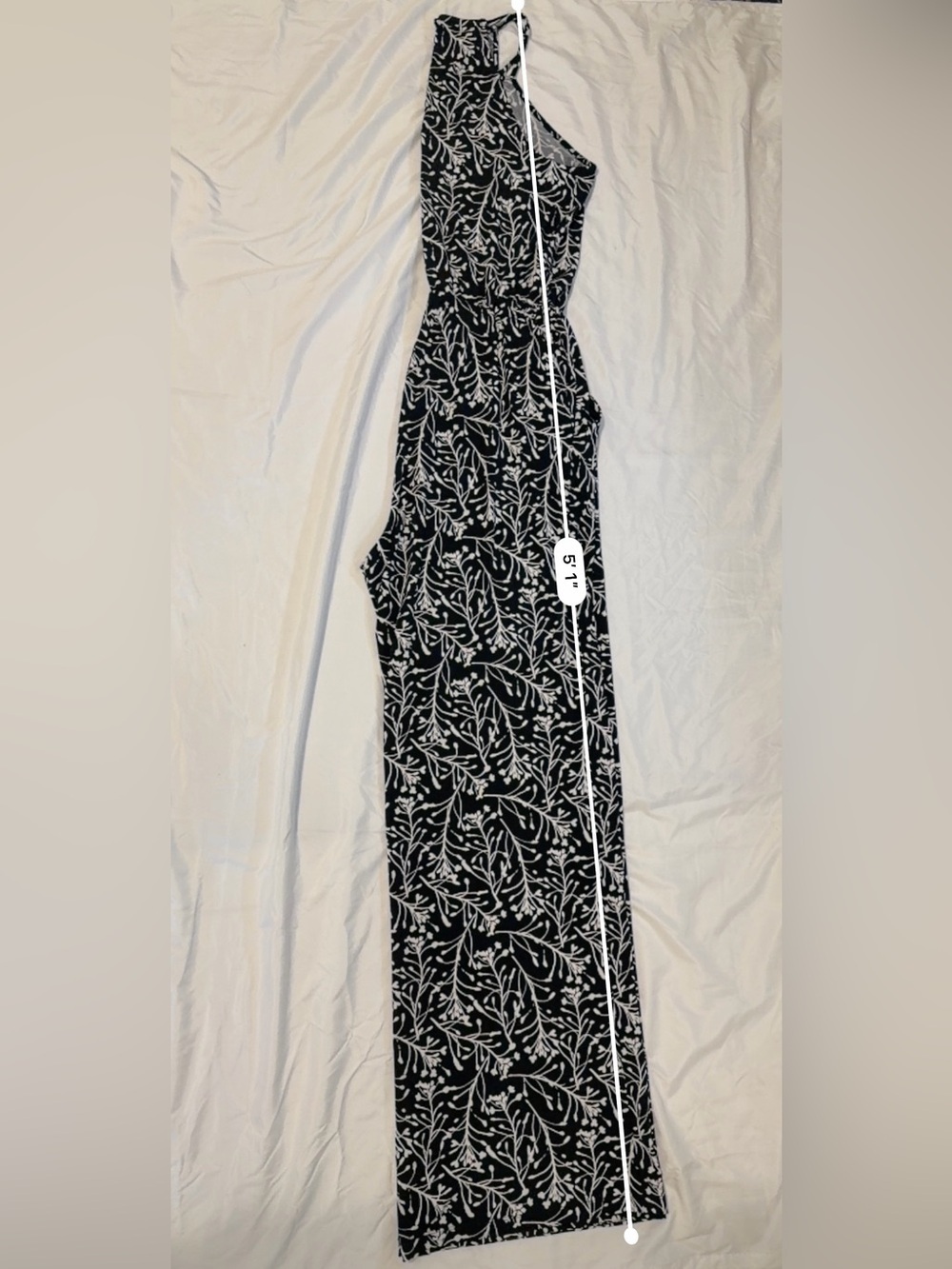Goldray Black White Floral Wide Leg Jumpsuit Women’s Medium Sleeveless - Picture 9 of 9